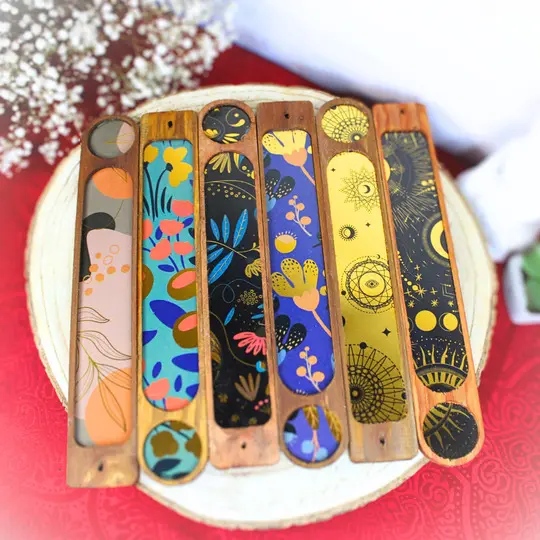 Poplar Wood Incense Holder (Blue)