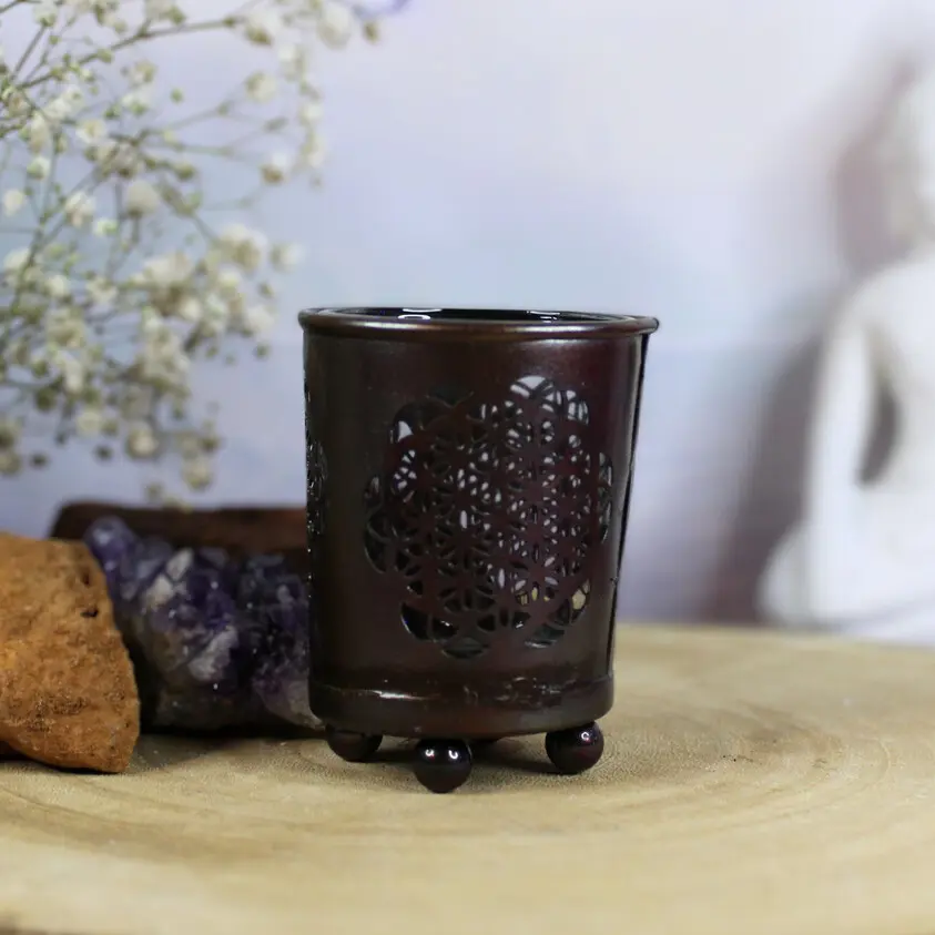 Support de Bougie en Fer - Fleur de Vie