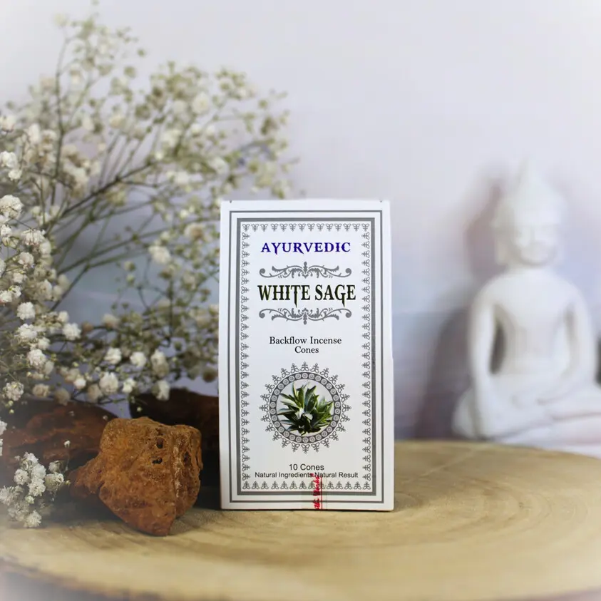 [PI-0055] Ayurvedic Backflow Incense Cones - White Sage