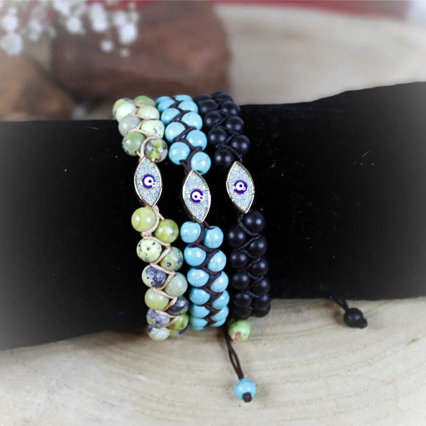  Bracelet Oeil Turc double pierre