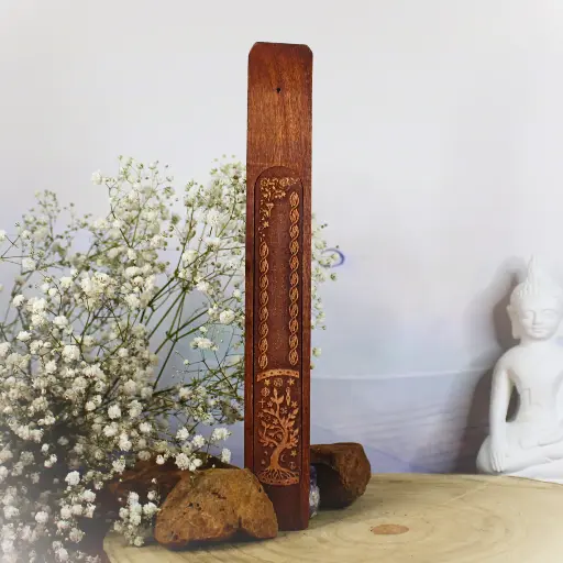 [PI-0047] Räucherstäbchen Halter Baum des Lebens aus Akazienholz