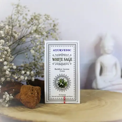 [PI-0055] Ayurvedic Backflow Incense Cones - White Sage
