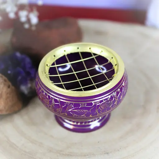 Porte encens laiton - violet 