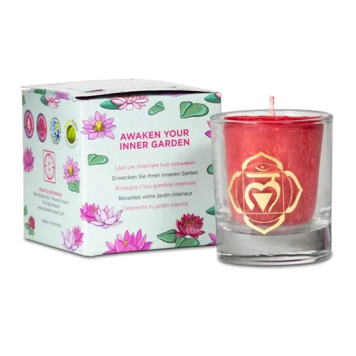 Scented votive candle 1st chakra in giftbox 1