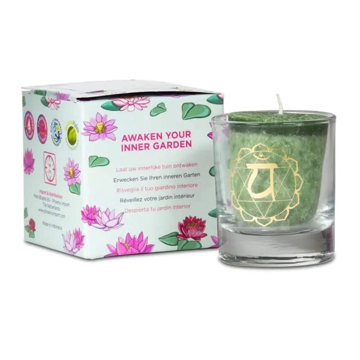 Scented votive candle 4th chakra in giftbox1
