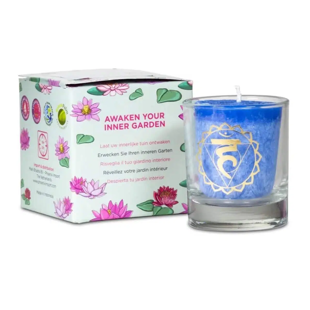 Scented votive candle 5th chakra in giftbox1